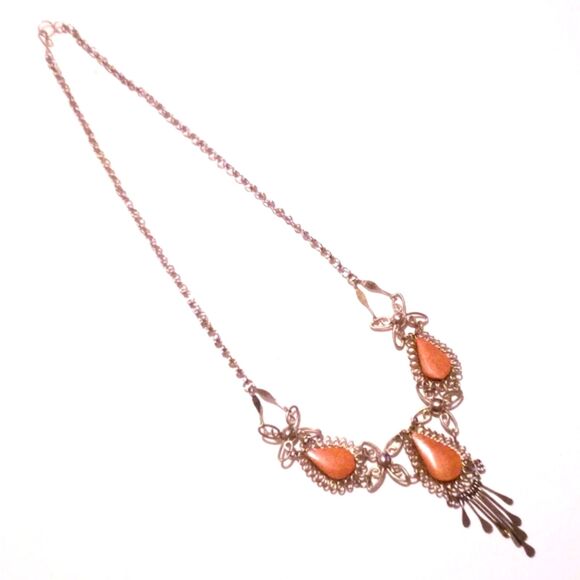 Vintage Ethnic Peruvian Silver and Jasper Statement Necklace - Picture 5 of 5